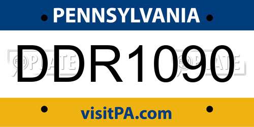 DDR1090 Pennsylvania License Plate