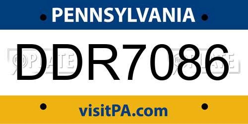DDR7086 Pennsylvania License Plate