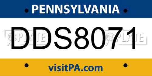DDS8071 Pennsylvania License Plate