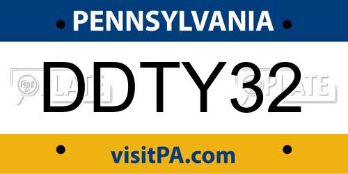 DDTY32 Pennsylvania License Plate