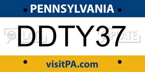 DDTY37 Pennsylvania License Plate