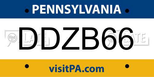 DDZB66 Pennsylvania License Plate