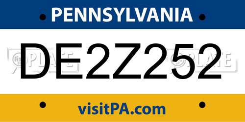 DE2Z252 Pennsylvania License Plate