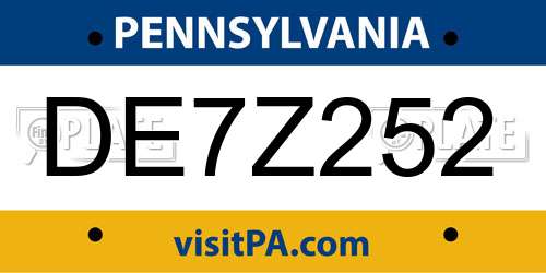 DE7Z252 Pennsylvania License Plate