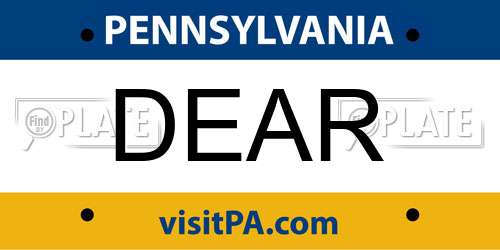DEAR Pennsylvania License Plate