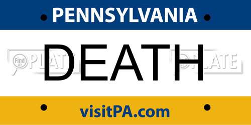 DEATH Pennsylvania License Plate