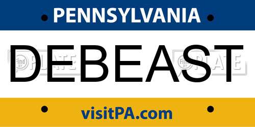 DEBEAST Pennsylvania License Plate