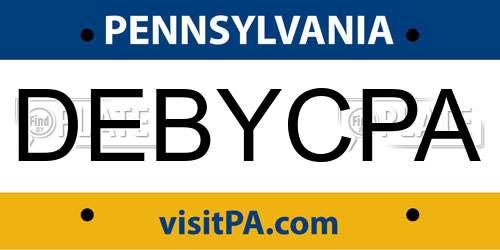 DEBYCPA Pennsylvania License Plate
