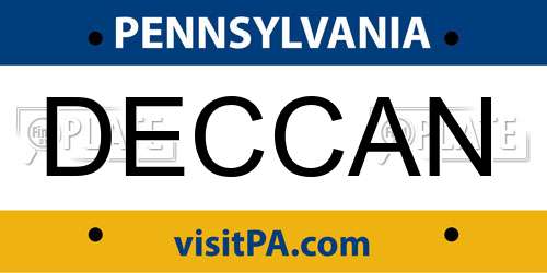 DECCAN Pennsylvania License Plate