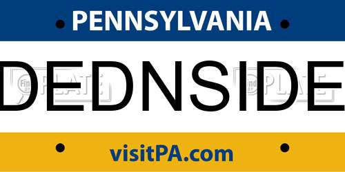 DEDNSIDE Pennsylvania License Plate