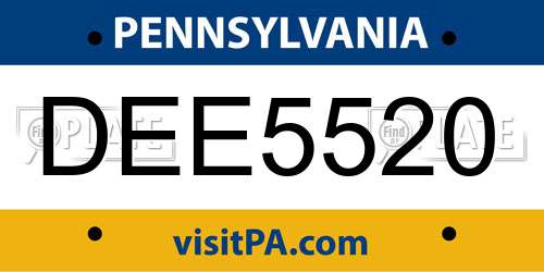 DEE5520 Pennsylvania License Plate