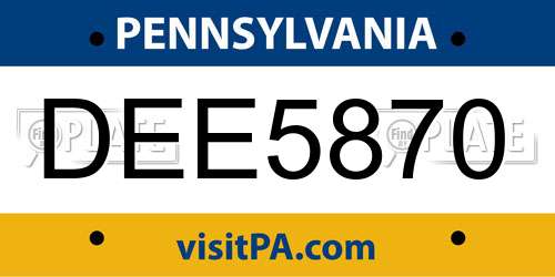 DEE5870 Pennsylvania License Plate
