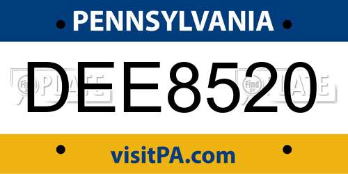 DEE8520 Pennsylvania License Plate
