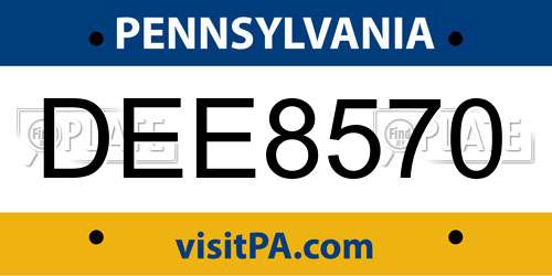 DEE8570 Pennsylvania License Plate