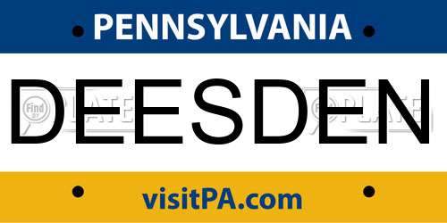 DEESDEN Pennsylvania License Plate