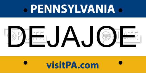 DEJAJOE Pennsylvania License Plate