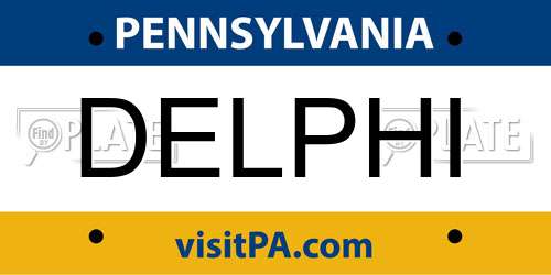 DELPHI Pennsylvania License Plate