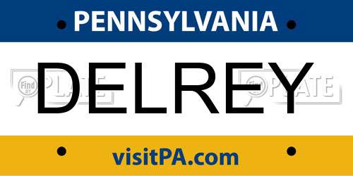 DELREY Pennsylvania License Plate