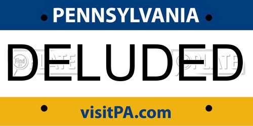 DELUDED Pennsylvania License Plate