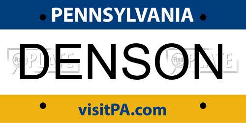 DENSON Pennsylvania License Plate
