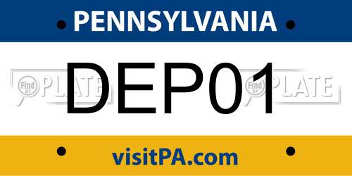 DEP01 Pennsylvania License Plate