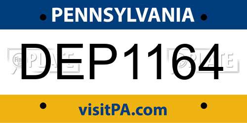DEP1164 Pennsylvania License Plate