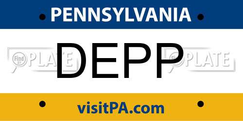 DEPP Pennsylvania License Plate