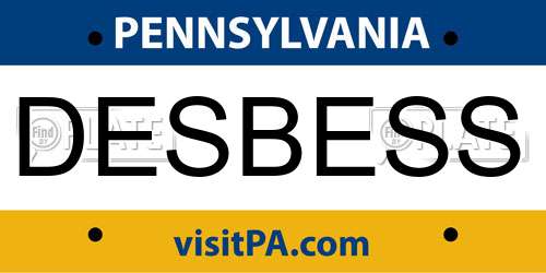 DESBESS Pennsylvania License Plate