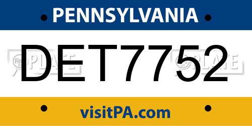 DET7752 Pennsylvania License Plate