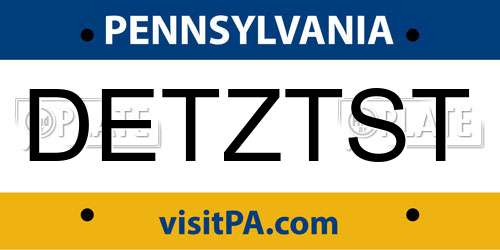 DETZTST Pennsylvania License Plate