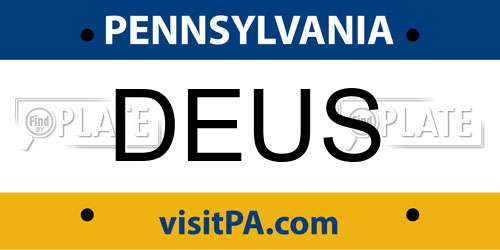 DEUS Pennsylvania License Plate