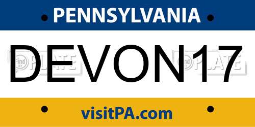 DEVON17 Pennsylvania License Plate