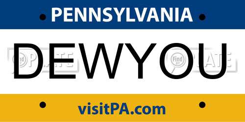 DEWYOU Pennsylvania License Plate