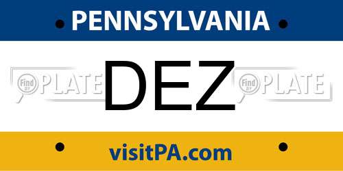 DEZ Pennsylvania License Plate