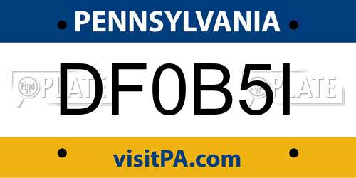 DF0B5I Pennsylvania License Plate