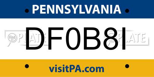 DF0B8I Pennsylvania License Plate