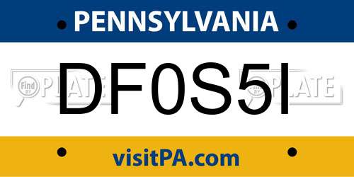 DF0S5I Pennsylvania License Plate