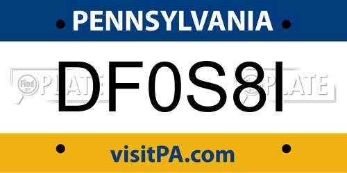 DF0S8I Pennsylvania License Plate