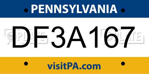 DF3A167 Pennsylvania License Plate