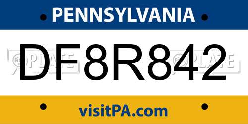 DF8R842 Pennsylvania License Plate