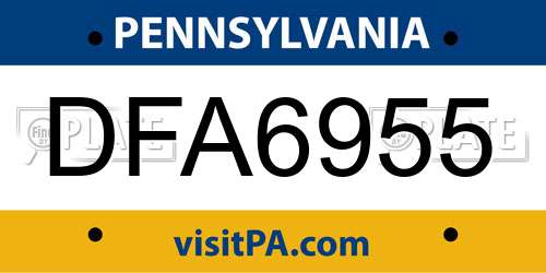 DFA6955 Pennsylvania License Plate