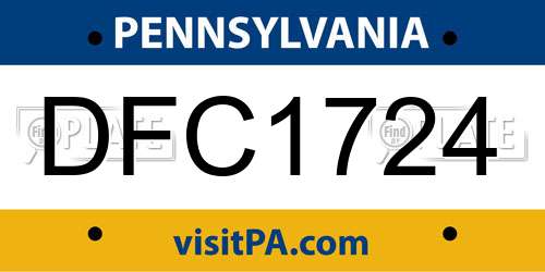 DFC1724 Pennsylvania License Plate