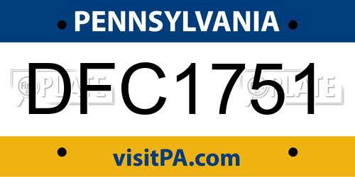 DFC1751 Pennsylvania License Plate