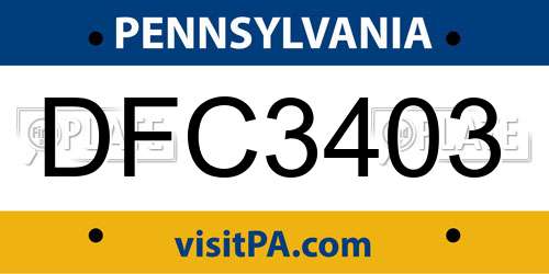 DFC3403 Pennsylvania License Plate