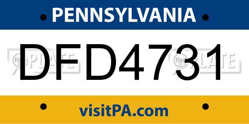 DFD4731 Pennsylvania License Plate