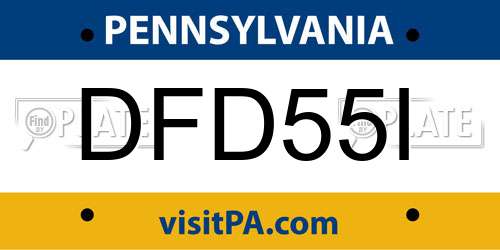 DFD55I Pennsylvania License Plate