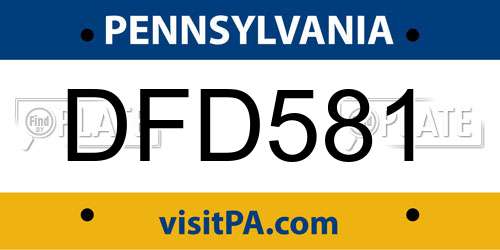 DFD581 Pennsylvania License Plate