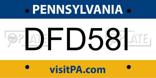 DFD58I Pennsylvania License Plate