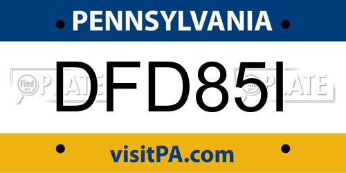 DFD85I Pennsylvania License Plate