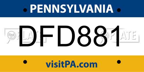 DFD881 Pennsylvania License Plate
